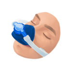 woman using nitrous oxide dental sedation to relieve dental anxiety